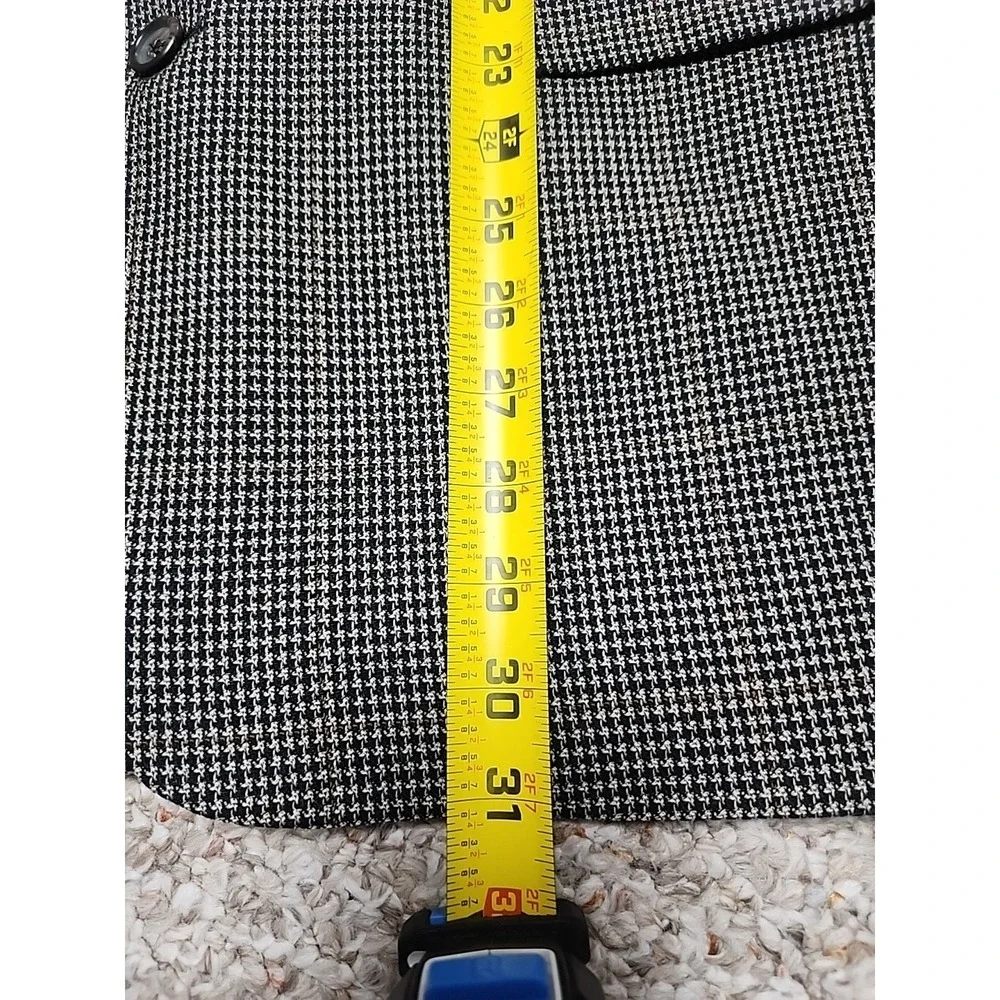 Jos A Bank 40R Silk + Wool Blend Blazer Sport Coat Suit Jacket Black Houndstooth